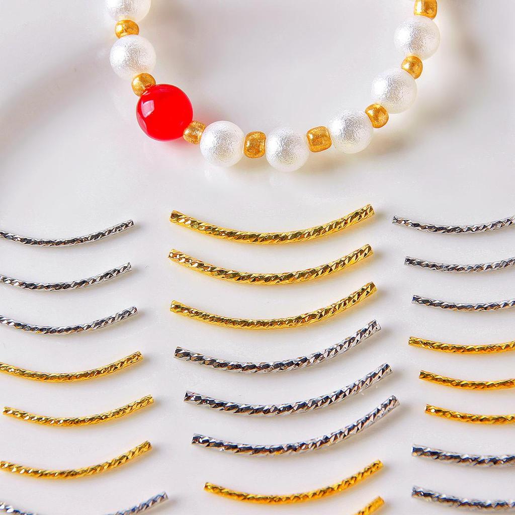 18k Gold Plated Multi-Faceted Curved Tube for DIY Jewelry Necklaces & Bracelets