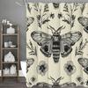 Moth Floral Shower Curtain, Bathroom Decorative Shower Curtain, Waterproof Shower Curtain with Hooks