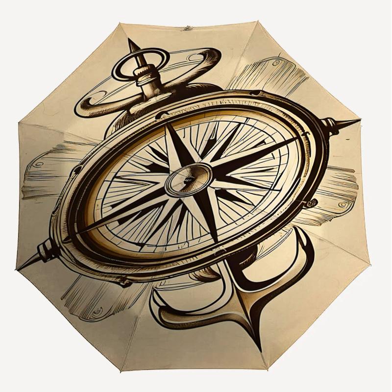1PC Compass AnchorAutomatic Open/Close Umbrella with Windproof, 8-Rib Sturdy Canopy, Durable Ribs, Fashionable Design1218A