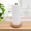 Black Wood Paper Towel Holder Free-Standing Tissue Stand Vertical Napkin Holder  for Kitchen