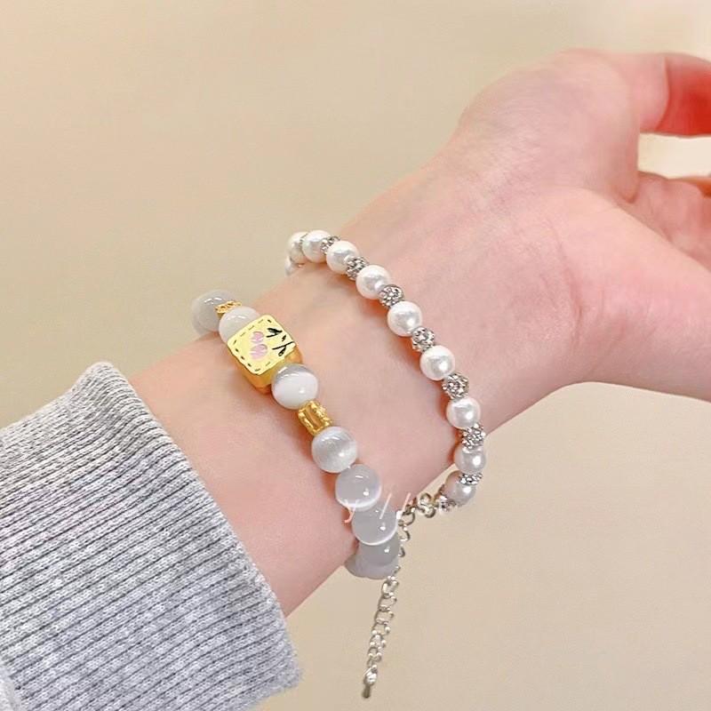 Eye Gorgeous Cats Stone Beaded Bracelet Highfashion Unisex Wrist Accessory