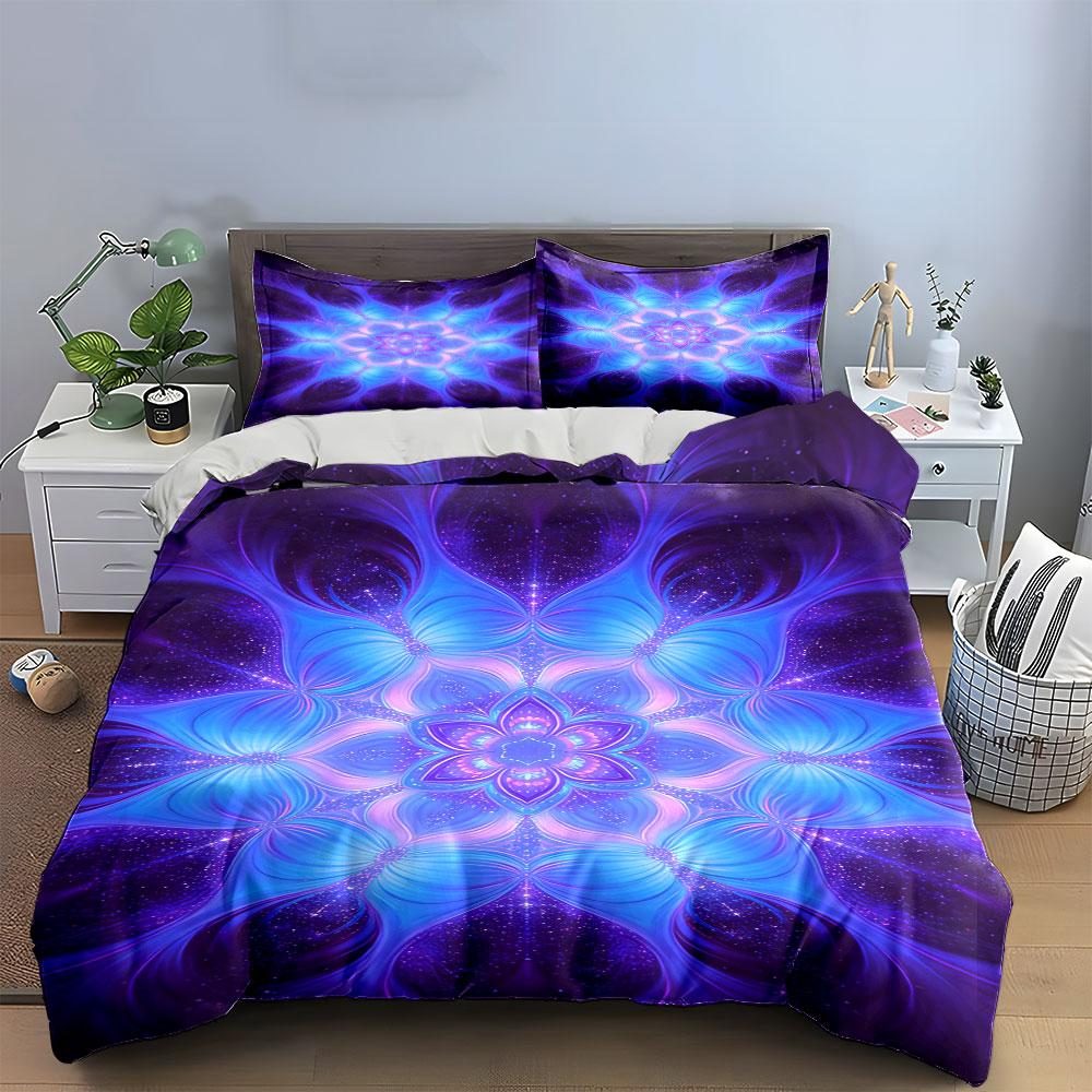 Glowing floral mandala pattern. Bedding sets Duvet cover sets Duvet covers Pillowcases(1 * Duvet Cover 2 * Pillowcases without duvet insert)