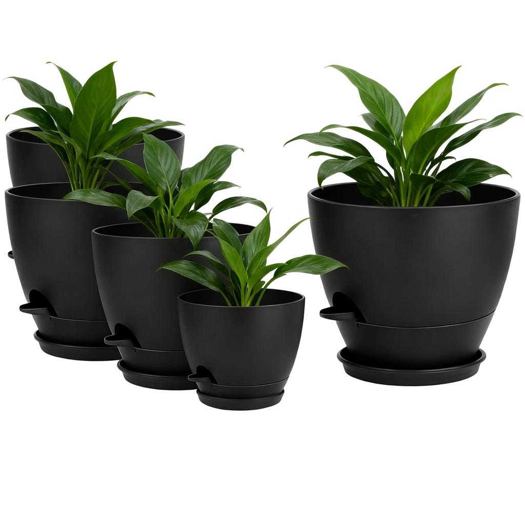 5pcs Self Watering Pots For Indoor Plants With Drainage Hole Trays And Water Storage Tanks Self-absorbing Flower Pot For plants