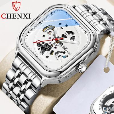 Nuovo orologio da uomo di lusso di marca TOP con orologi meccanici da uomo automatici quadrati vuoti