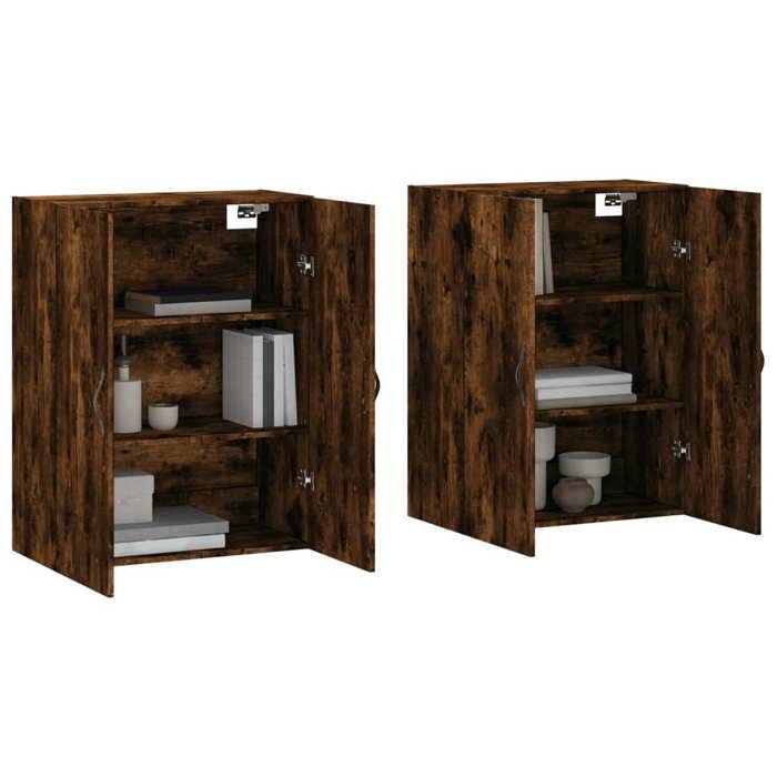 Armoires murales - Maison Exclusive - Chêne fumé - Bois d'ingénierie - Grand rangement (2 pcs)