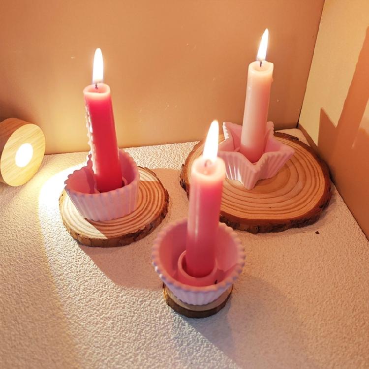 Creative Gifts Flexible Silicone Mold Versatile Striped Silicone Mold for Crafting Round and Square Candle Holder