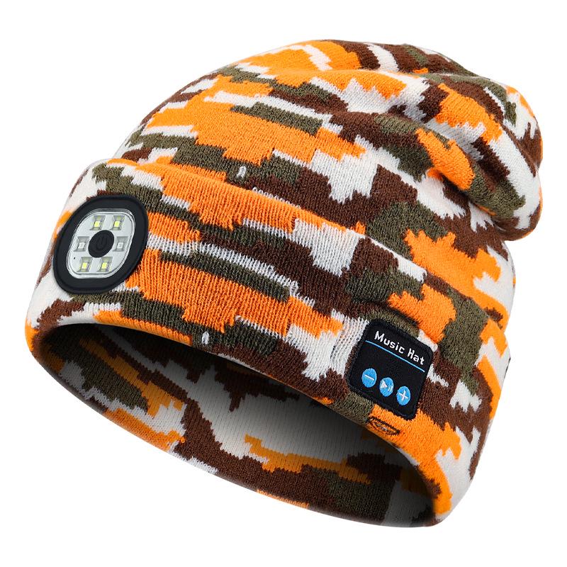 Luminous LED Headlamp Music Hat with Wireless Bluetooth Earphones for Night Running & Fishing