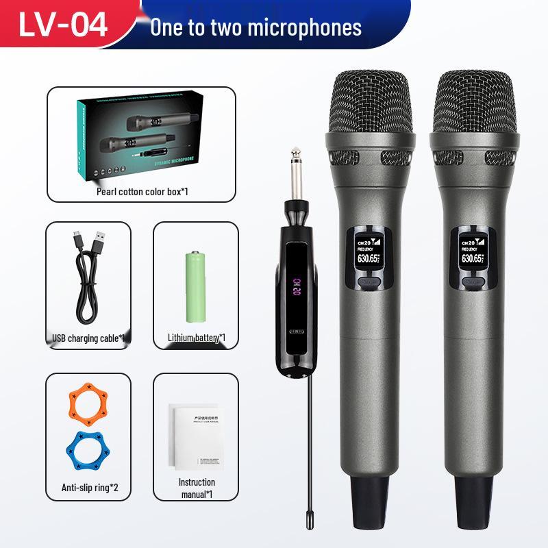 Rechargeable Dual Wireless Microphone for Home KTV & Live Streaming - High-Quality Sound