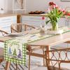 Hello Spring Gnomes Green Buffalo Plaid Table Runner 72 Inches Long, Gnome Decorations for Home, Burlap Spring Easter Floral Table Decor for Kitchen