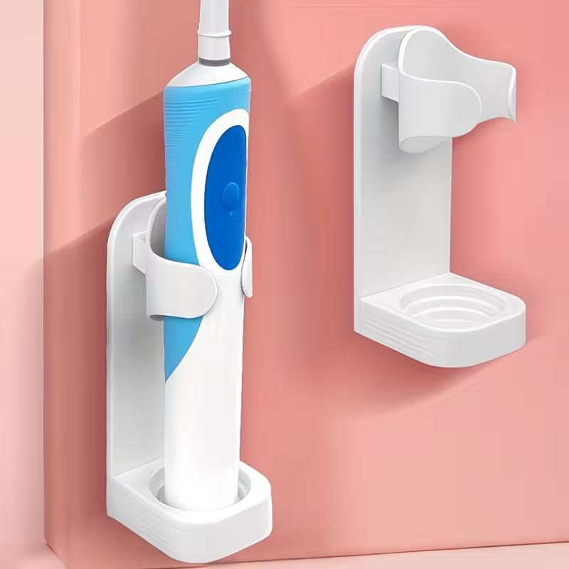 Wall Mounted Electric Toothbrush Holder Shelf No Drilling Bathroom Storage Rack Toothbrush Head Organizer Space Saving Bathroom Accessory