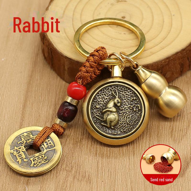 Schlüsselanhänger mit zwölf Sternzeichen, Schlangenwächter, rotierendem Ornament der fünf Kaiser und Buddha