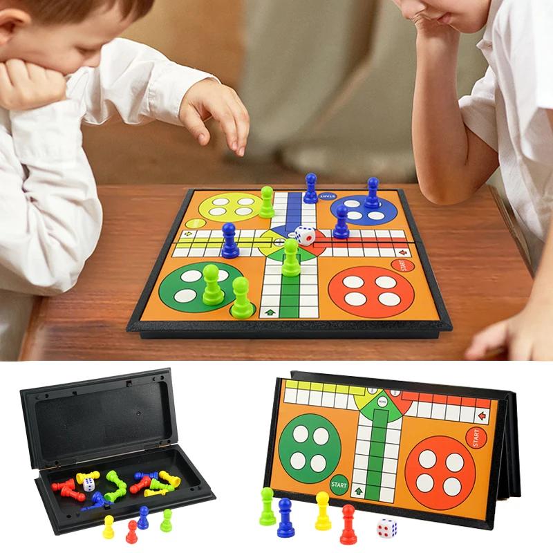 Medzinárodná dosková hra Ludo pre deti: Prenosná skladacia šachová súprava, Vzdelávacia hračka, Stolová hra na párty pre žiakov základných škôl