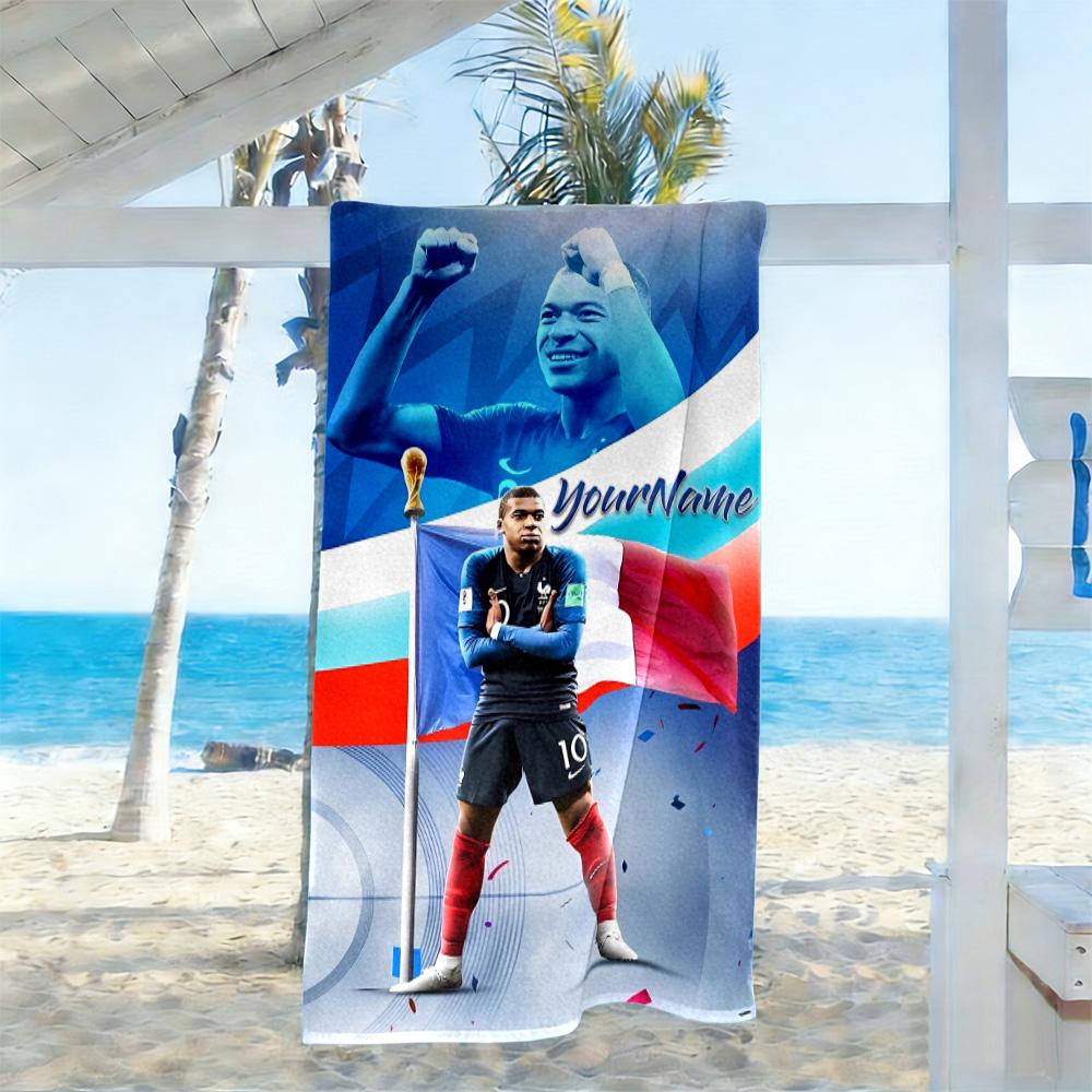 Mbappe Personalized Text Beach Towel Super Soft & Absorbent Suitable for Sports Travel Swimming Yoga Bathroom Beach And Pool