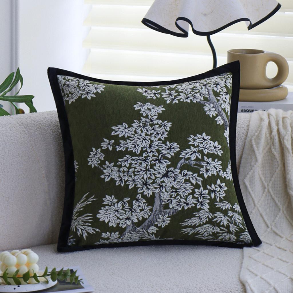 Modern Light Luxury Style Pillow Model Room Olive Green Sofa Pillow Case B&B Bedside Pillow Waist Pillow Soft Cushion