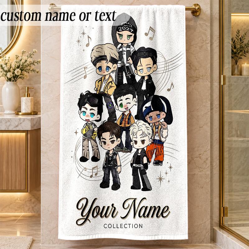 Beach TowelENHYPEN Custom Name Text Personalized Soft Towel for Beach Pool Indoor Home Decor Gift