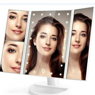 Rotatable LED Tri-Fold Makeup Mirror with Magnification