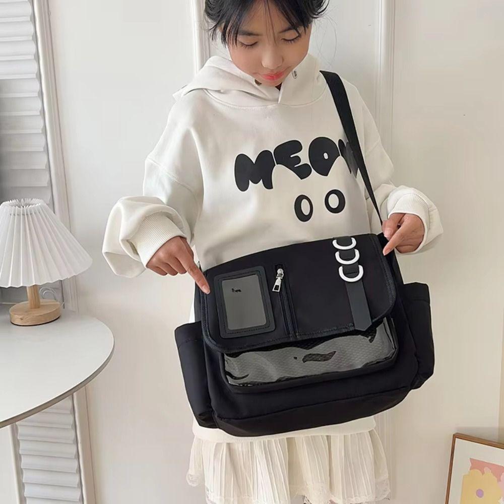 Color Sólido Transparente Placa Exhibidora de Insignias Itabag Bolso Bandolera Casual Harajuku Bolso Escolar DIY