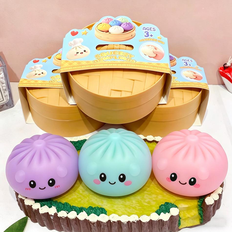 Giant Dumpling Squishies, Jumbo Dumpling Squishy Toy With Steamer, Anxiety Relief Squeeze Toy For Decompression And Sensory Play