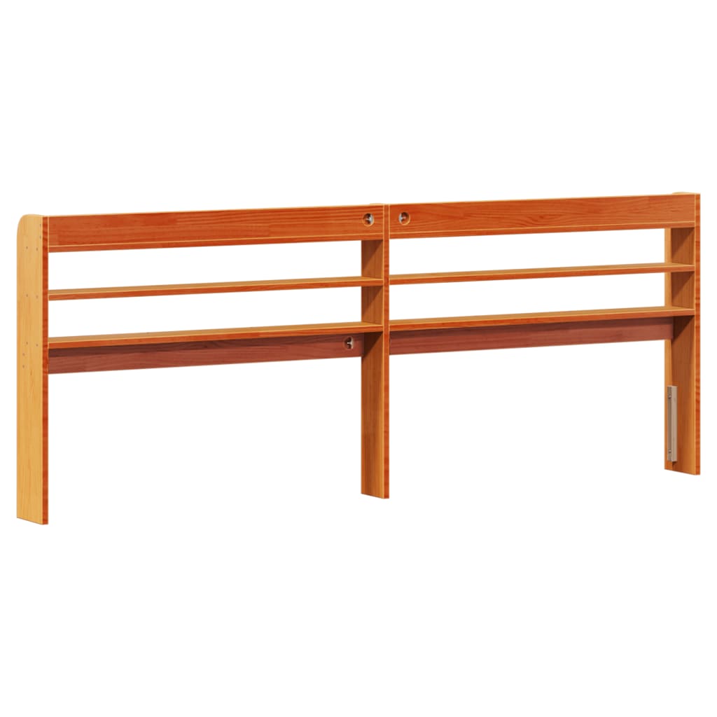 Headboard with Shelves Wax Brown 180 Cm Solid Pine Wood