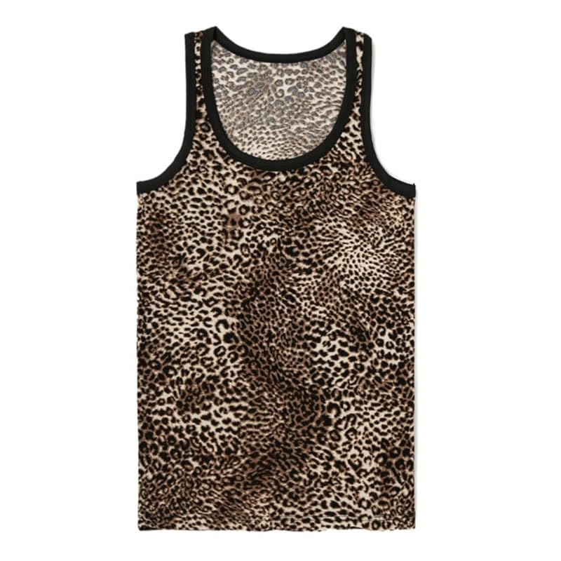 

[Getrays] Leopard print tank top for men, soft sleeveless slim sports vest, suitable for running exercise Tight underwear, sexy leopard print t-shirt