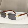 Frameless Trimmed Personalized Sunscreen Sunglasses Catwalk Travel Fashion Versatile Women'S Sunglasses Wood Grain Legs