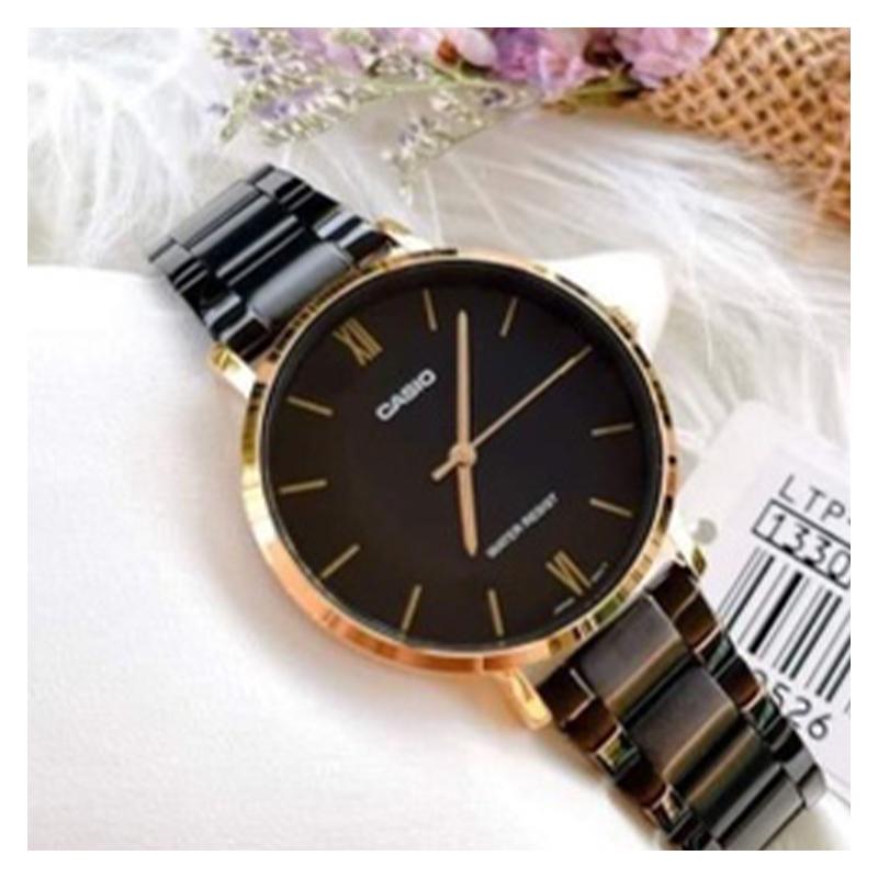 Casio STANDARD Series Classic, Simple, Exquisite and Fashionable Black Women's Watch, Three-fold Buckle Waterproof, Quartz Movement, LTP-VT01GB-1B