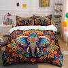 Colorful Elephant Art Set Decoration Bedding Set with 1 Duvet Cover 2 Pillowcases Single Double King Queen Gift