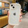 Custodia carina trasparente con onde ricce per iPhone 12 11 13 14 Pro Max 7 8 Plus X Xr Xs Se 2022 2020 Bumper antiurto Estetico