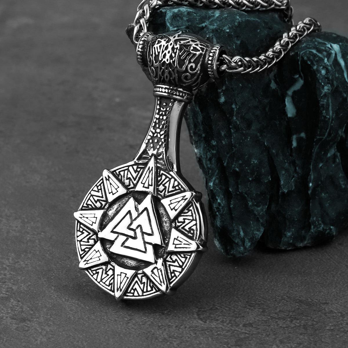 

Нордический викинг, якорь, треугольник, руна, титановая сталь, подвеска, ожерелье, мужская мода, винтажные аксессуары из нержавеющей стали, ювелирные изделия для мужчин