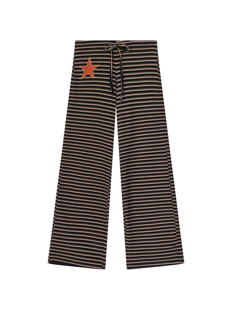 ASIF CALIE Stripe Star Wide Pants Black