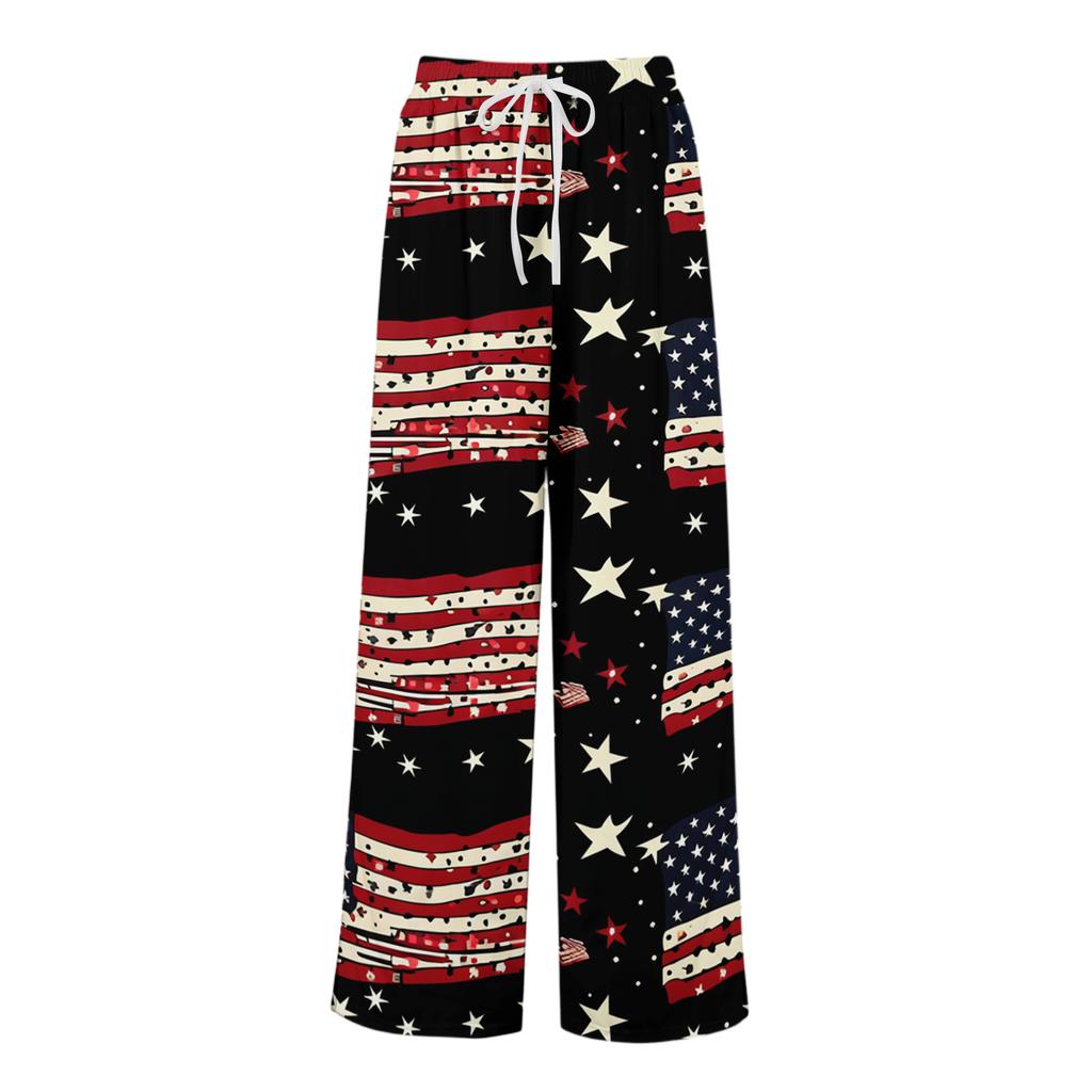 Womens Pants Wide Leg Drawstring High Waist Lounge Pants for Women with Casual Printed Design and Comfortable Fit