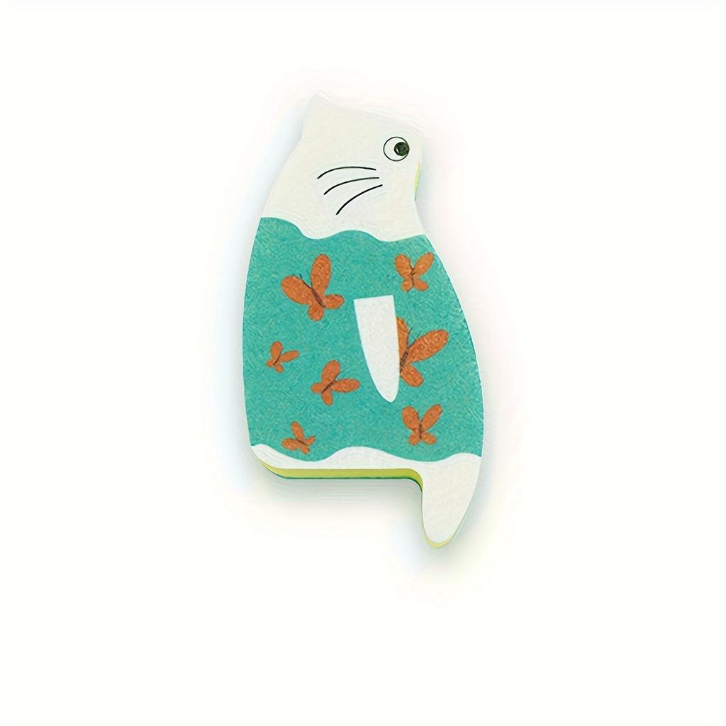 4/8/12pcs Cute Cartoon Cat Ultrafine Fiber Sponge Brush Multipurpose Cleaning Tool for Kitchen,Bathroom and Furniture Gentle On Surfaces,Easy To Use