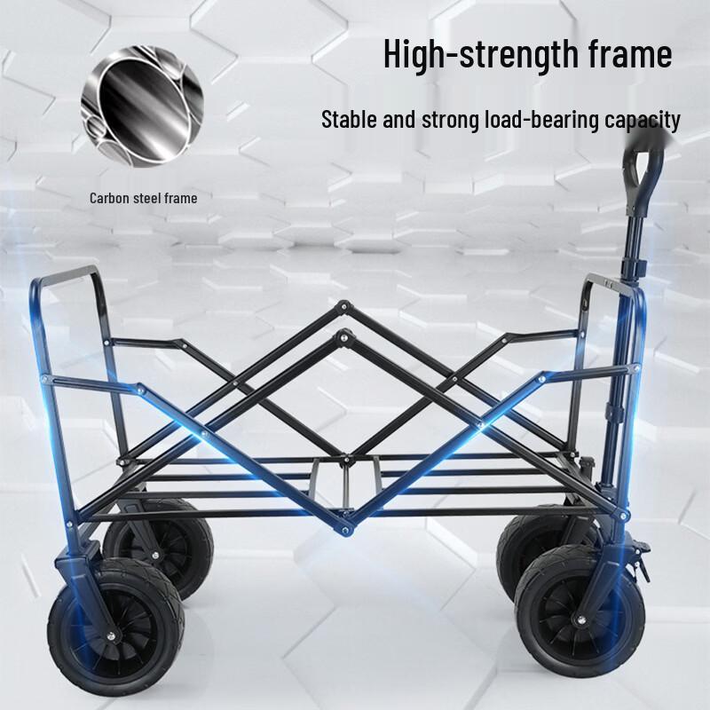 Outdoor Folding Camping Wagon with Table & Trailer