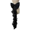 Classical Wedding Sash Bows Waist Decoration Large Bows Towing Multilayer Sheer Veil For Wedding Bride Waist Styling