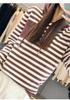 2024 Autumn Korean Chic Women's Striped Knit Hooded Sweater