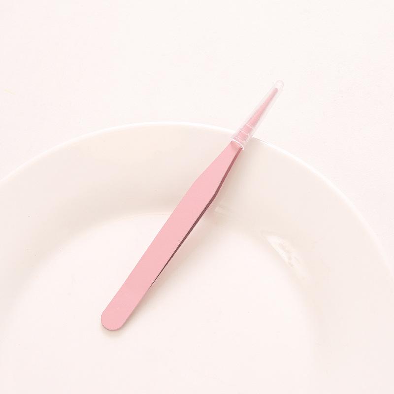 DIY Colorful Macaron Pink Eyelash Tweezers: Pointed Stainless Steel for Handmade Journaling