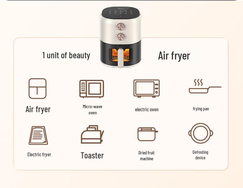 Midea KZE459X9BD Smart Air Fryer Oven - Large Capacity, No-Flip Electric Fryer All-in-One