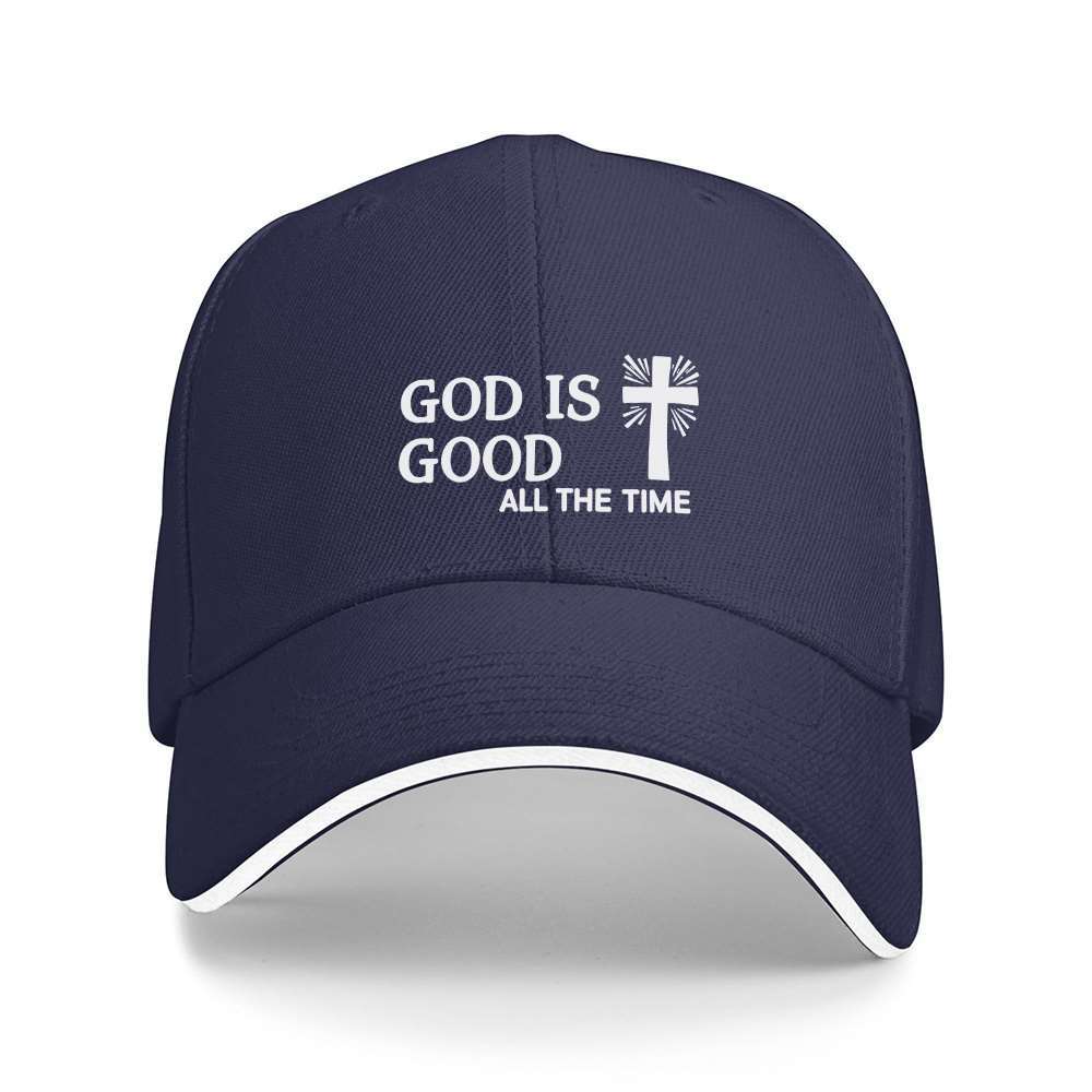 God Is Good All The Time Cross Baseball Cap Adjustable Polyester Unisex Casual Sports Hat