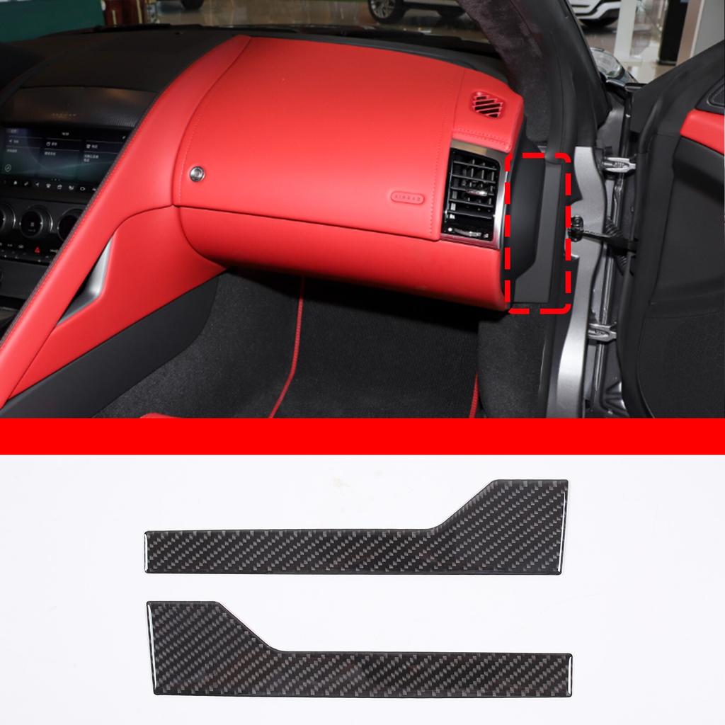 2pcs Real Carbon Fiber Door Panel Cover Trim Sticker For Jaguar F-type 2013-