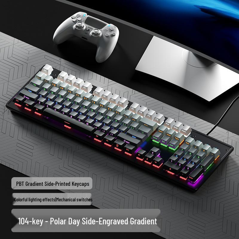 Fenglingdu 87-Key Wired Mechanical Keyboard with Blue, Red, Brown Switches - Gradient, Side-Engraved, Ideal for Gaming and Office Use.