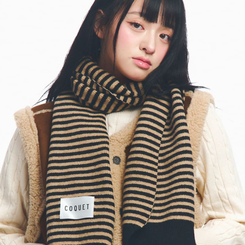 

COQUET CLASSIC KNIT STRIPE MUFFLER BLACK BLACK