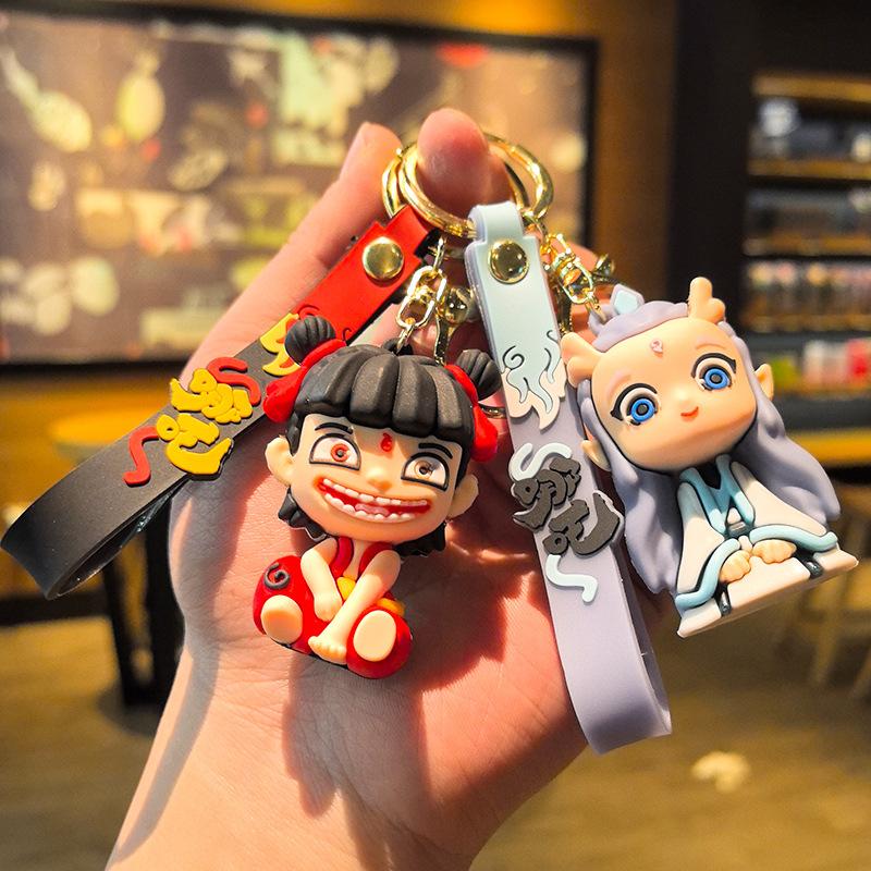 Popular Anime Keychain Nezha Ao Bing Key Chain Peripheral Doll Bag Key Ring Independent Packaging Birthday Gift Cartoon Frind