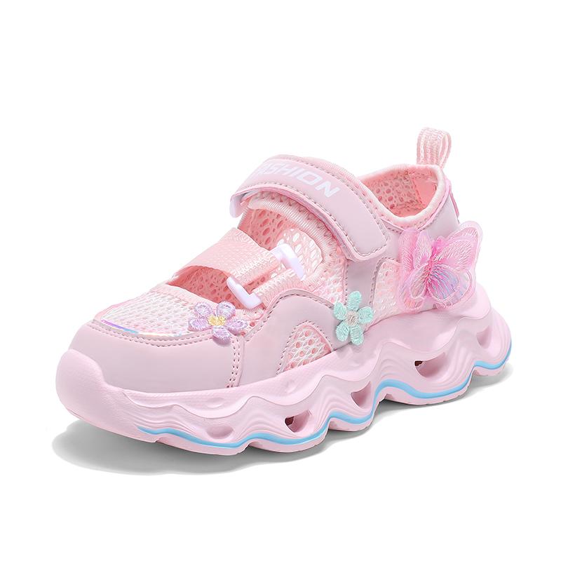 

Kids Cute Butterfly & Flower Sandals, Non-Slip Breathable Mesh Sport Shoes, Lightweight Comfort Casual Sandals for Girls 27 розовый