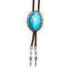 Western Vintage Braided Rope Bolo Tie with Oval Shape Stone Pendant Adjustable Cord Necktie Jewelry Necklace for Men