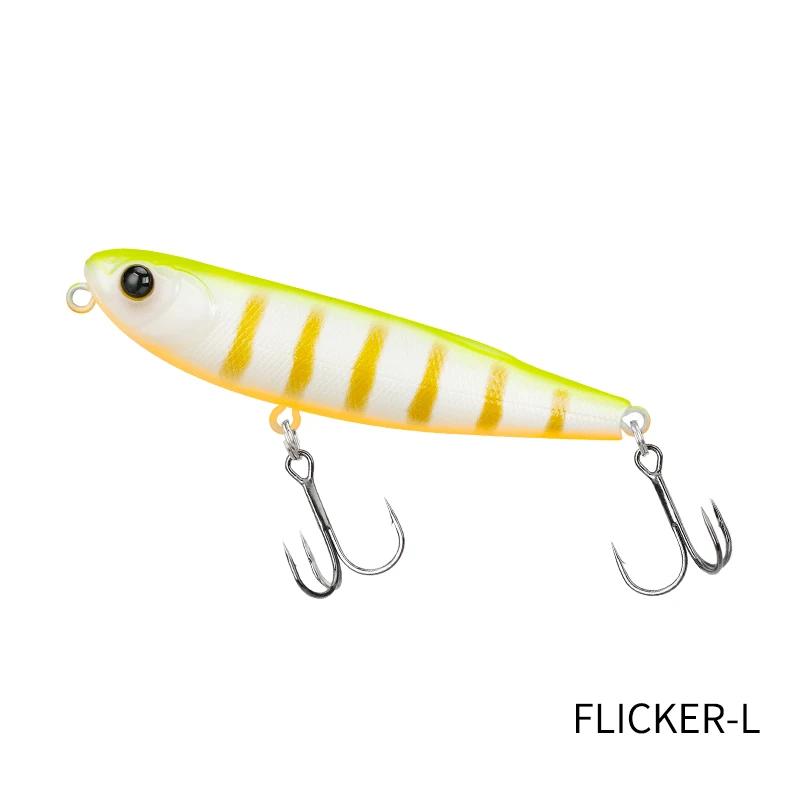 TSURINOYA 70mm 8.4g Topwater Pencil Fishing Lure FLICKER 70F Loud Chugs Z Dog Pencil Hard Bait Lake River Stream Area Fake Bait