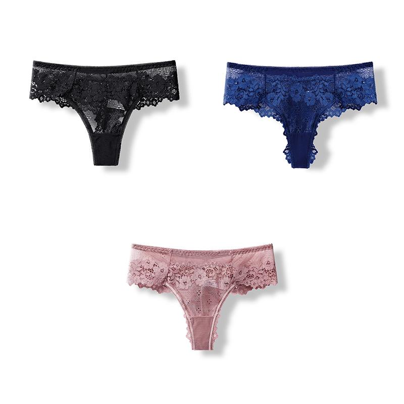 3 Pcs Sexy Panties For Woman Lingerie Lady G-string Lace Female Thongs Underwear Ladies Intimates Free Shipping