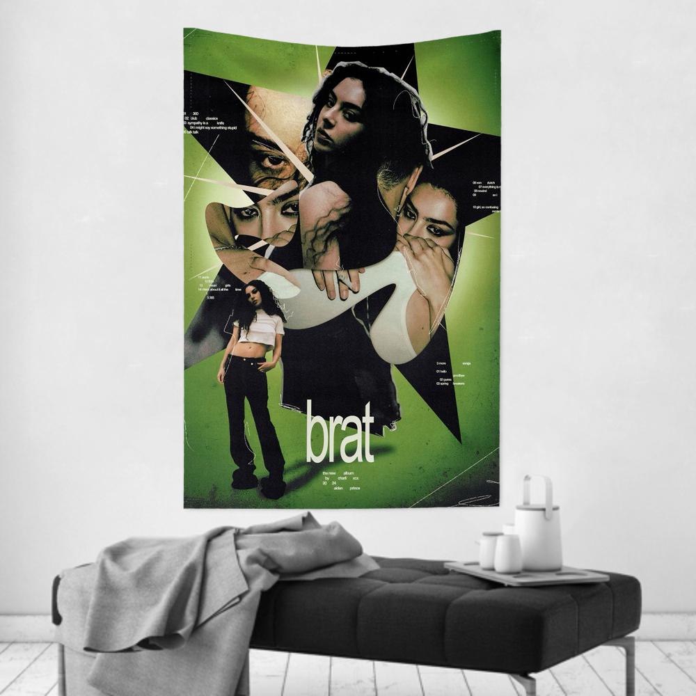 Brat Muziekalbum CCharli Singer Xcx Wandkleed Kamerdecoratie Wandkleed Feest Hangende Achtergrond Kamerdecoratie Babykamer