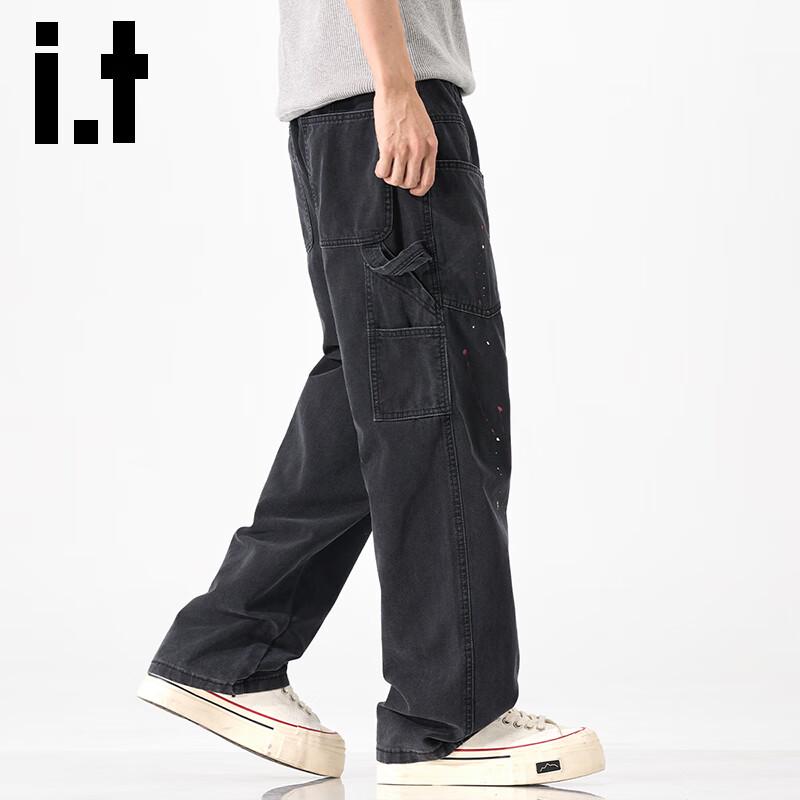Izzue It Herren Jeans mit Spritzlack-Design, lockere gerade Passform