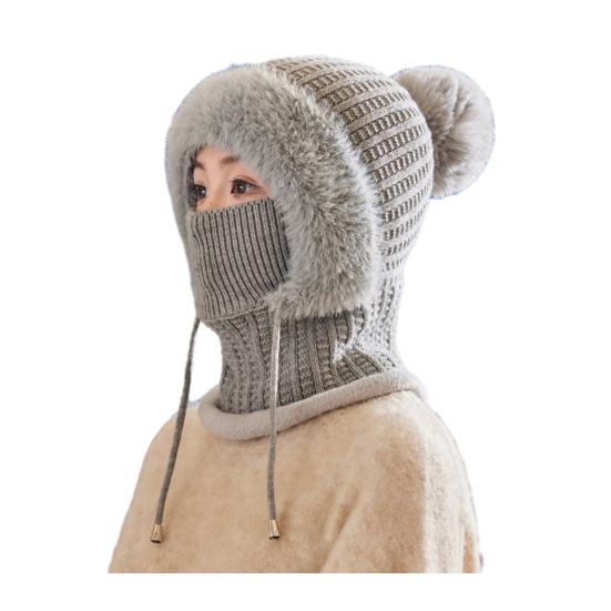 Knitted Hat Women Windproof Insulated Design Soft Fleece Lining 3-in-1 Winter Warm Hat Outdoor Adventures Skiing Hiking Headgear