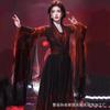 Classical Dance Costume Falling Fairy Lotus Flower Chinese Black and Red Pendulum Skirt Elegant Performance Costume Hanfu